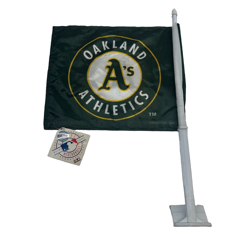 Vintage 2001 Oakland Athletics Car Window Flag New W/Tag MLB A's Fremont Die NOS